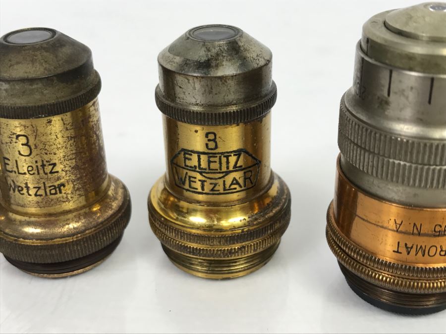 (7) Vintage Microscope Objective Lenses Including Brass Antique Ernst Leitz Wetzlar Lenses, Baush & Lomb, Seibert And Olympus Tokyo [Photo 8]