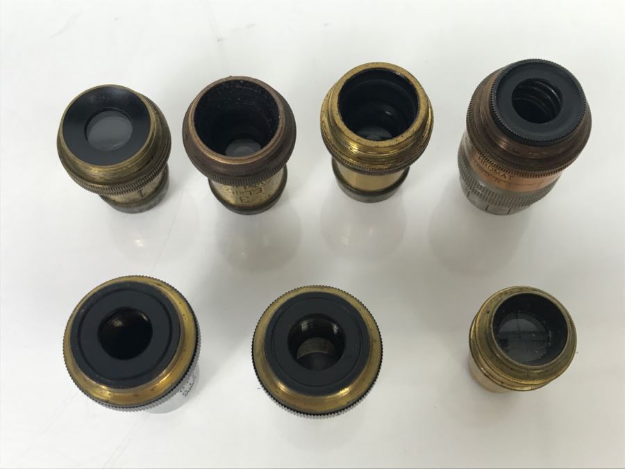 (7) Vintage Microscope Objective Lenses Including Brass Antique Ernst Leitz Wetzlar Lenses, Baush & Lomb, Seibert And Olympus Tokyo [Photo 17]