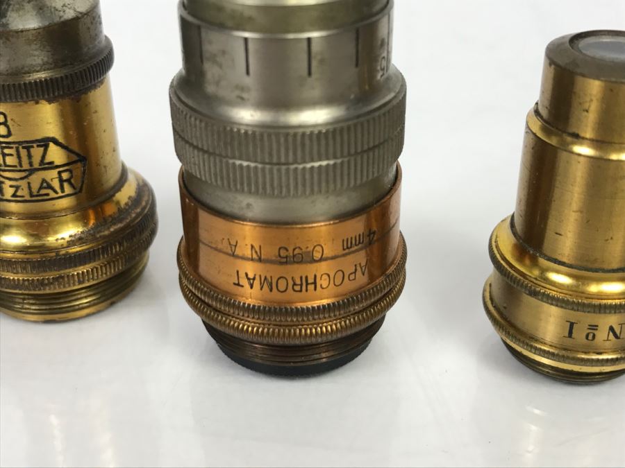 (7) Vintage Microscope Objective Lenses Including Brass Antique Ernst Leitz Wetzlar Lenses, Baush & Lomb, Seibert And Olympus Tokyo [Photo 7]