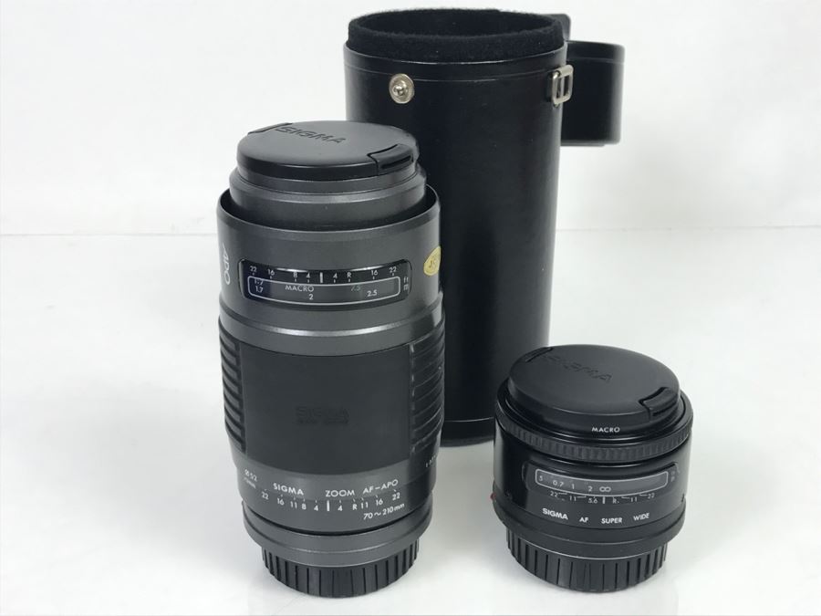 Pair Of SIGMA Camera Lenses SIGMA ZOOM AF-APO 70-210mm And SIGMA AF Super Wide Macro Lens