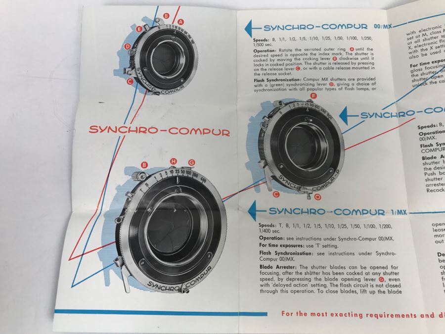 Vintage Pamphlet 'The Key To Your Large-Format Camera' Compound Compur Synchro-Compur [Photo 6]