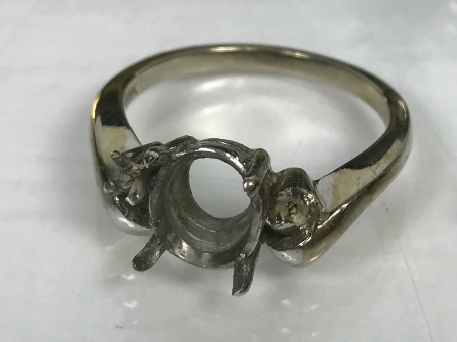 Box With Various Items Including 14k White Gold Ring W/O Stones, Various Pins, Oil Rig Tie Clip And Other Items Photographed - 14k Ring Weighs 3.1g [Photo 4]