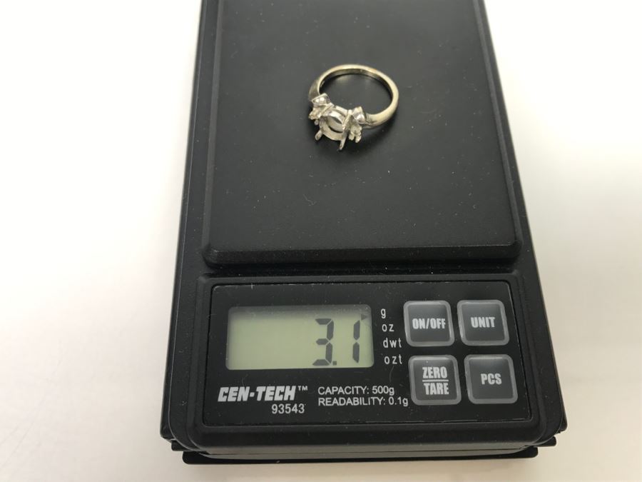 Box With Various Items Including 14k White Gold Ring W/O Stones, Various Pins, Oil Rig Tie Clip And Other Items Photographed - 14k Ring Weighs 3.1g [Photo 8]