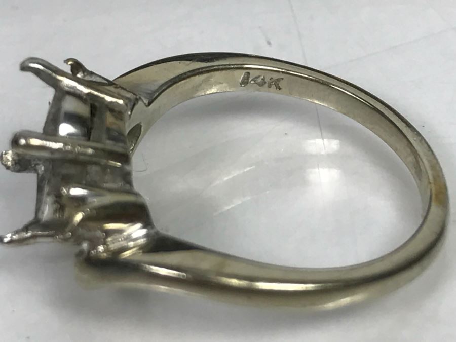 Box With Various Items Including 14k White Gold Ring W/O Stones, Various Pins, Oil Rig Tie Clip And Other Items Photographed - 14k Ring Weighs 3.1g [Photo 2]