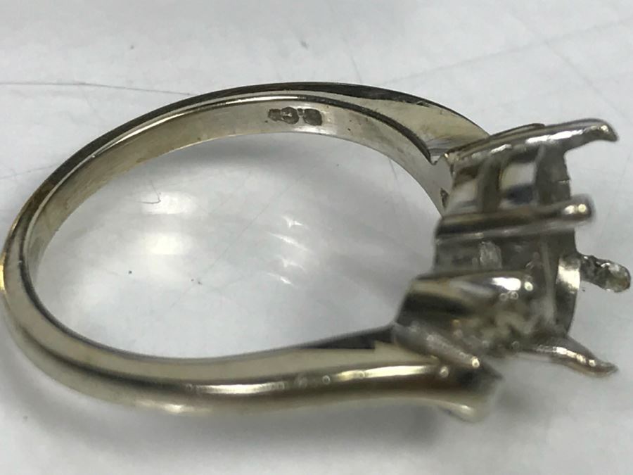 Box With Various Items Including 14k White Gold Ring W/O Stones, Various Pins, Oil Rig Tie Clip And Other Items Photographed - 14k Ring Weighs 3.1g [Photo 6]