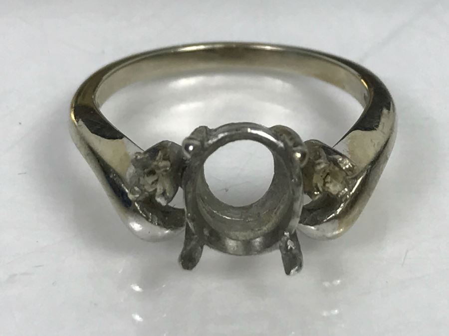 Box With Various Items Including 14k White Gold Ring W/O Stones, Various Pins, Oil Rig Tie Clip And Other Items Photographed - 14k Ring Weighs 3.1g [Photo 7]