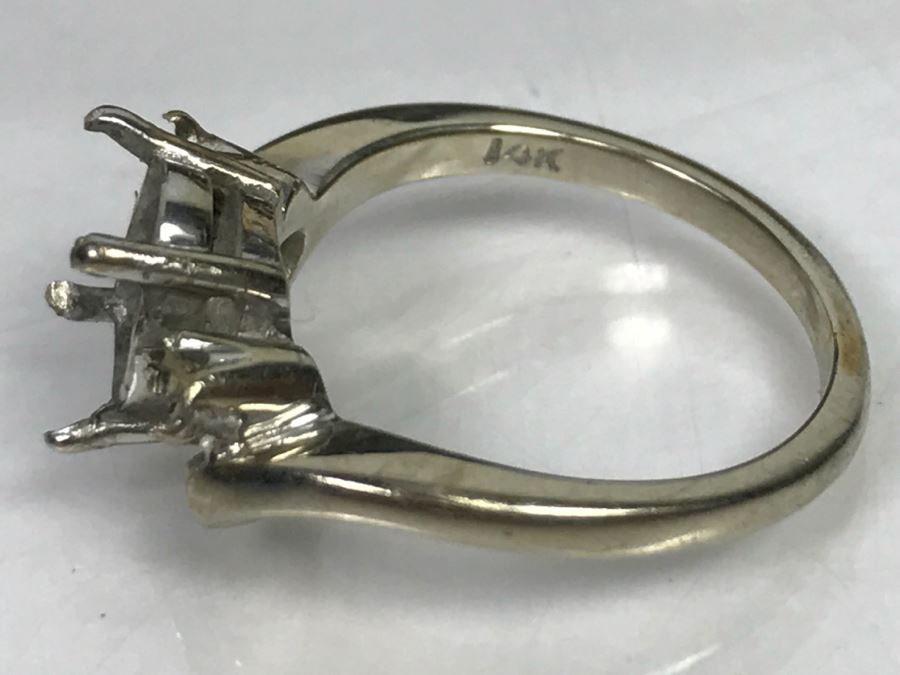 Box With Various Items Including 14k White Gold Ring W/O Stones, Various Pins, Oil Rig Tie Clip And Other Items Photographed - 14k Ring Weighs 3.1g [Photo 5]