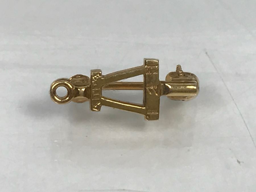 Box With Various Items Including 14k White Gold Ring W/O Stones, Various Pins, Oil Rig Tie Clip And Other Items Photographed - 14k Ring Weighs 3.1g [Photo 11]