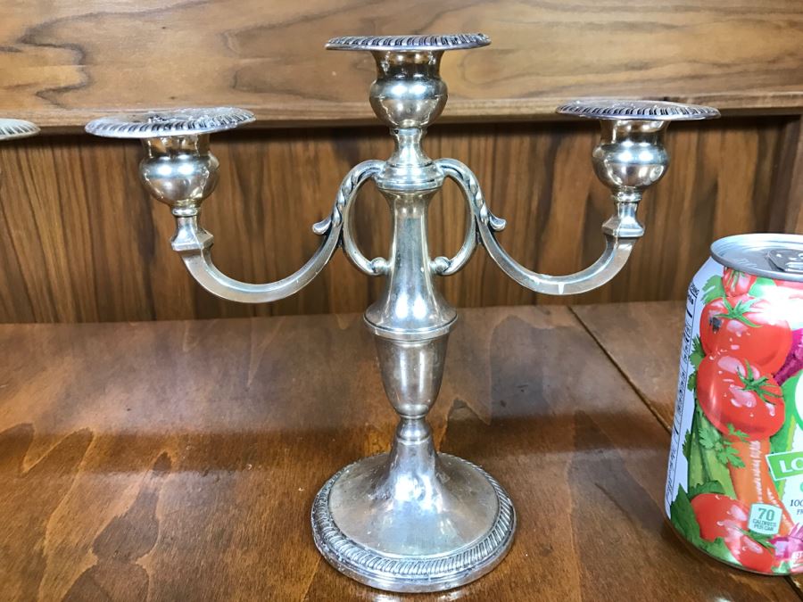 Pair Of Sterling Silver Weighted 3-Tier Candelabras [Photo 5]