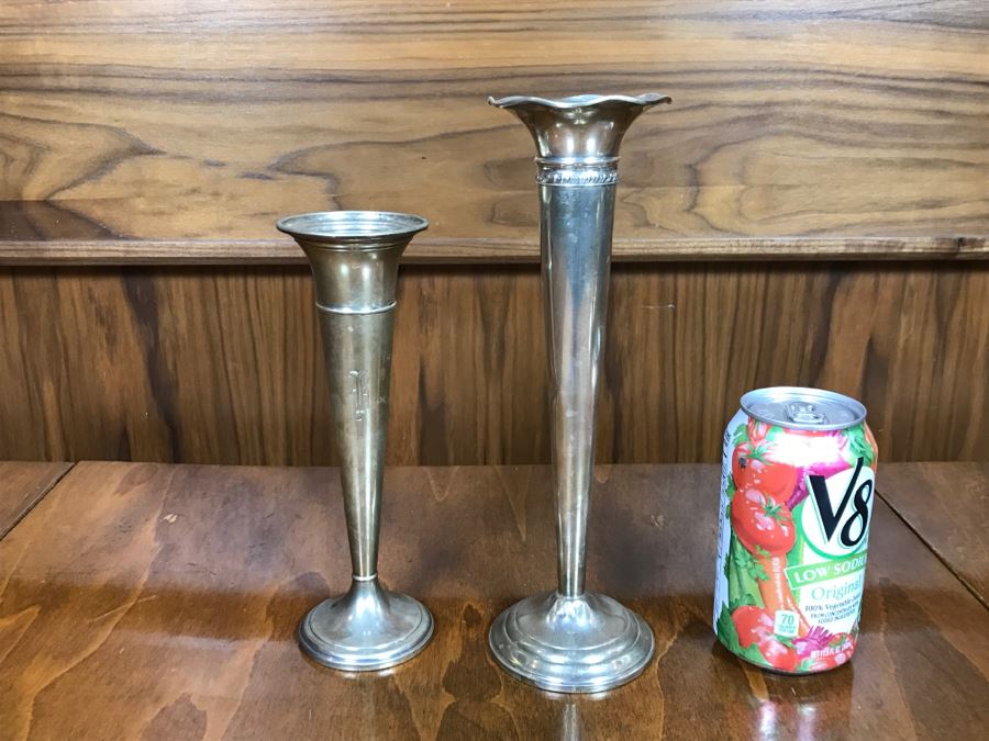 Pair Of Sterling Silver Weighted Vases [Photo 2]