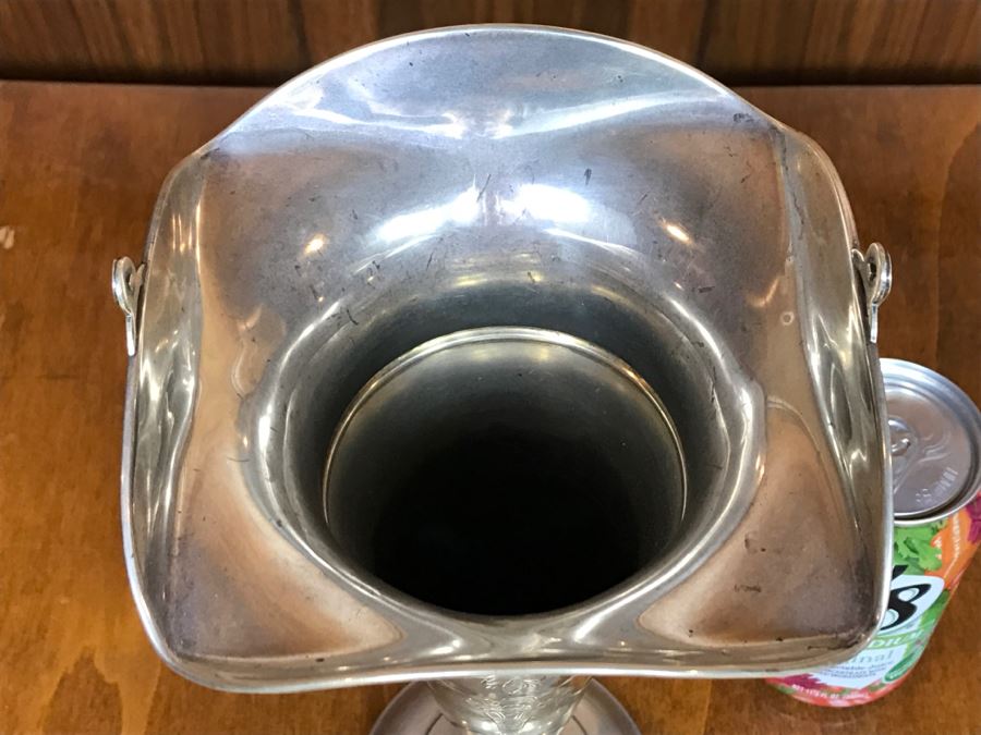 Sterling Silver Weighted Basket Vase With Handle And Chased Design [Photo 10]