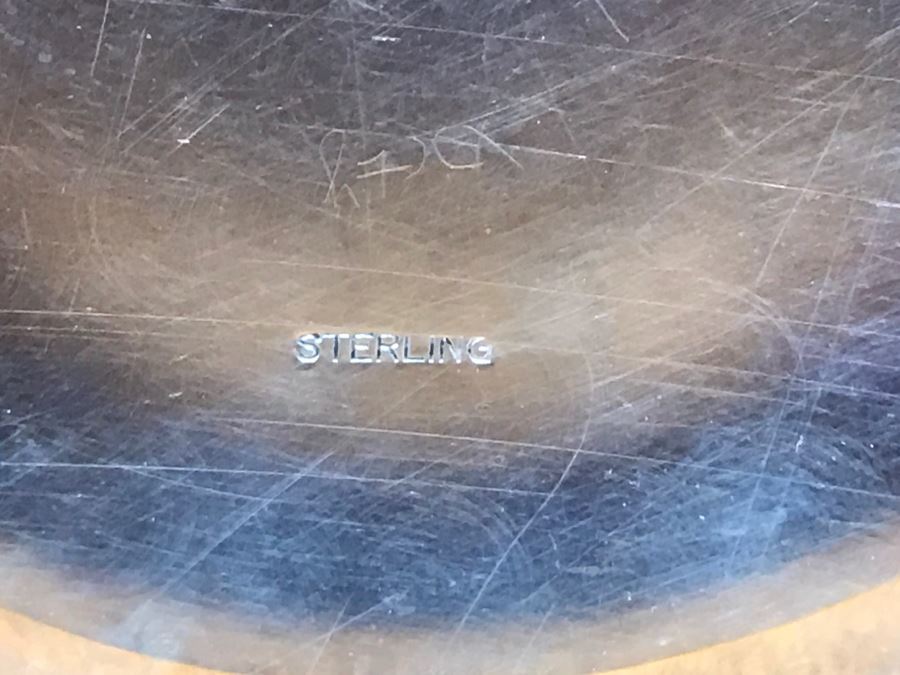 Sterling Silver Weighted Basket Vase With Handle And Chased Design [Photo 12]