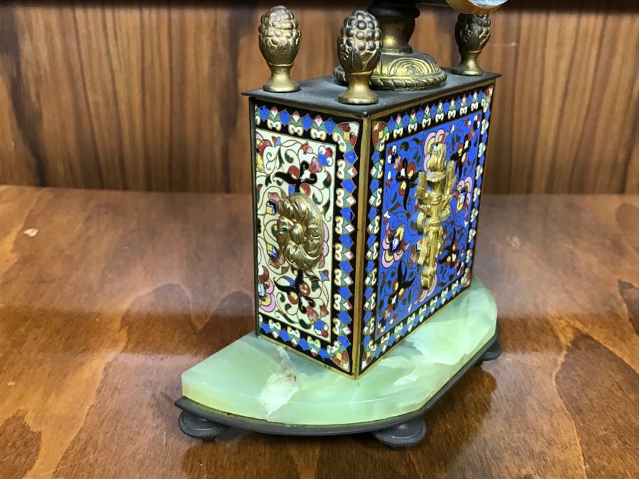 Old Brass Marble And Cloisonne Clock That Has Been Modernized To Battery Power [Photo 10]