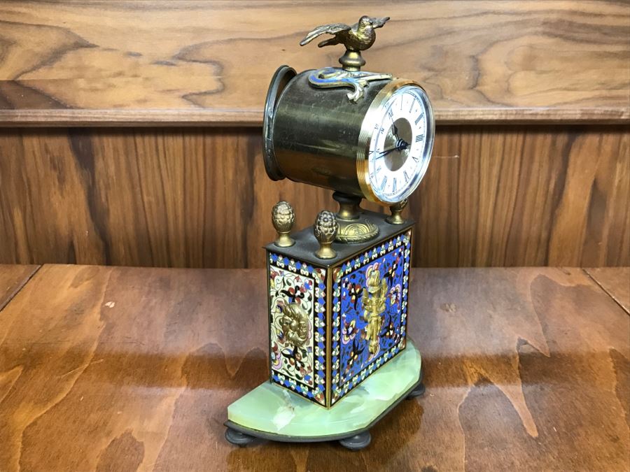 Old Brass Marble And Cloisonne Clock That Has Been Modernized To Battery Power [Photo 9]
