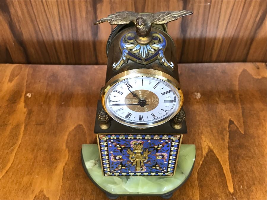 Old Brass Marble And Cloisonne Clock That Has Been Modernized To Battery Power [Photo 8]