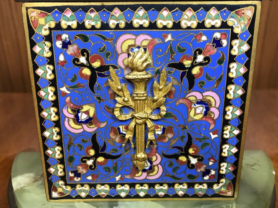Old Brass Marble And Cloisonne Clock That Has Been Modernized To Battery Power [Photo 5]