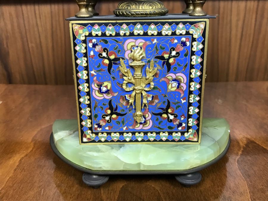 Old Brass Marble And Cloisonne Clock That Has Been Modernized To ...