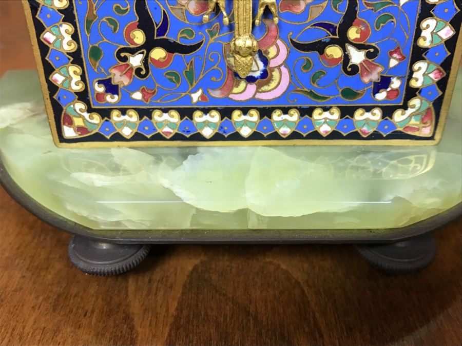 Old Brass Marble And Cloisonne Clock That Has Been Modernized To Battery Power [Photo 4]