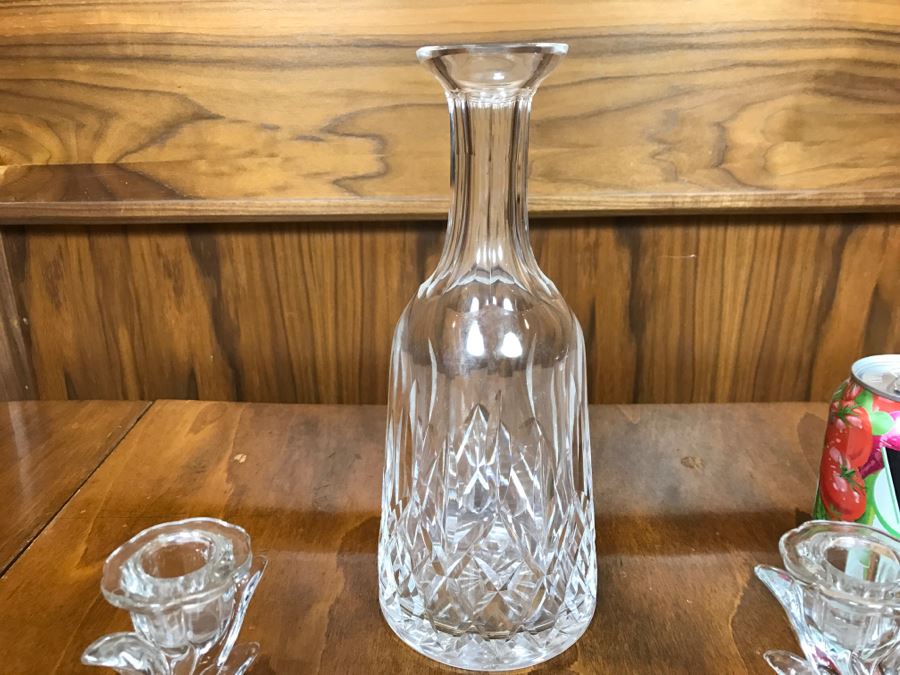 Crystal Decanter, Cut Crystal Ashtray And Pair Of Crystal Candle Holders [Photo 10]