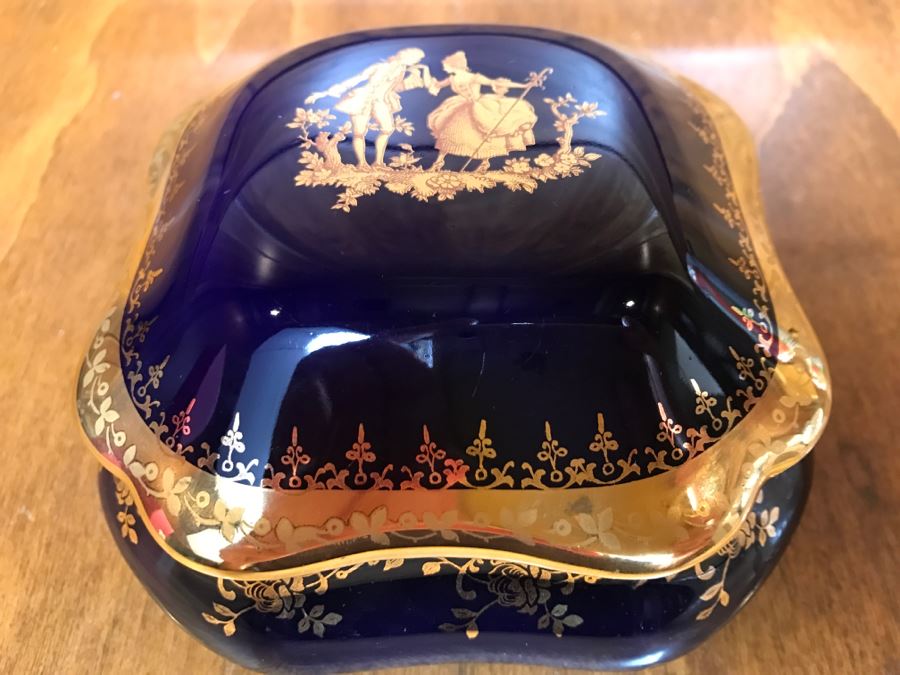 Limoges France Trinket Box Cobalt Blue And Gold [Photo 5]