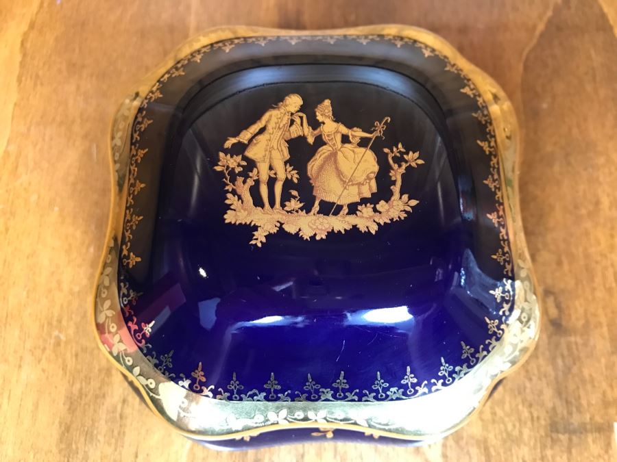 Limoges France Trinket Box Cobalt Blue And Gold [Photo 2]