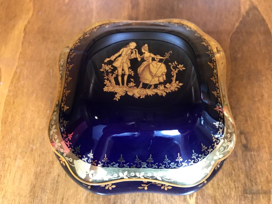 Limoges France Trinket Box Cobalt Blue And Gold [Photo 4]