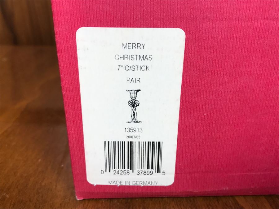 Marquis By Waterford Pair Of Merry Christmas 7' Candlesticks 135913 New Old Stock With Box [Photo 3]