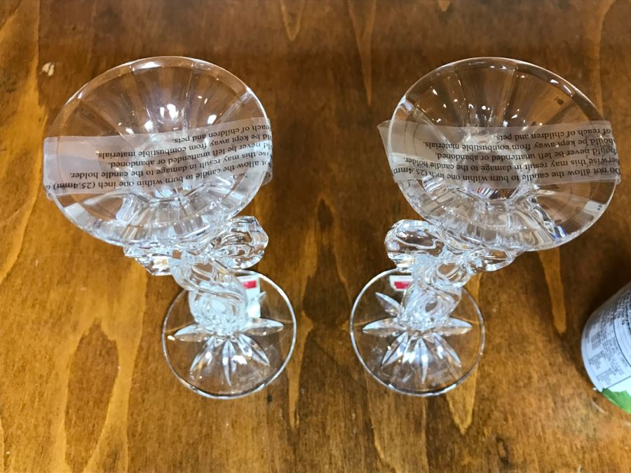 Marquis By Waterford Pair Of Merry Christmas 7' Candlesticks 135913 New Old Stock With Box [Photo 5]