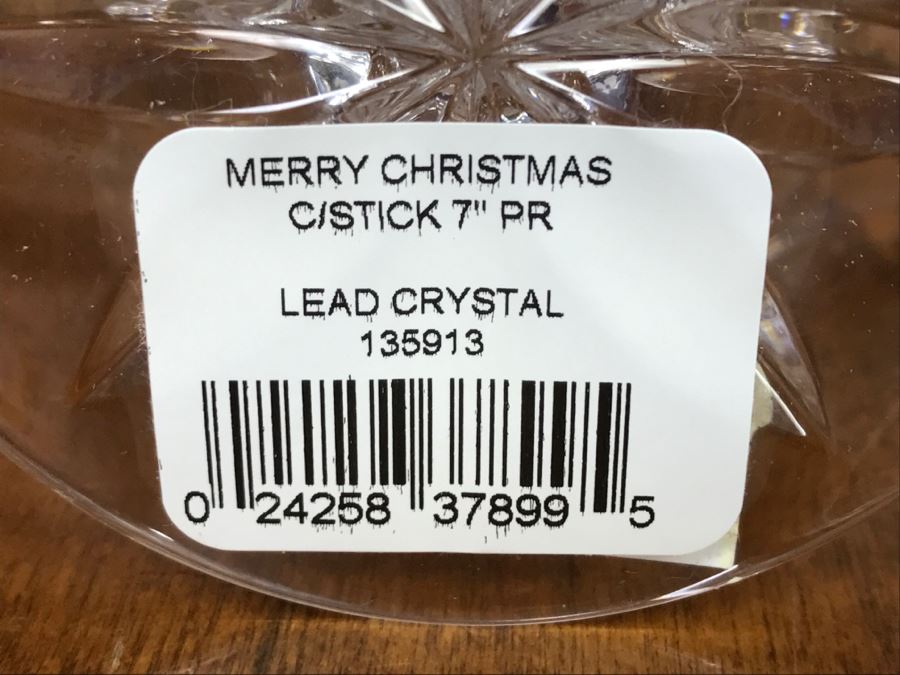 Marquis By Waterford Pair Of Merry Christmas 7' Candlesticks 135913 New Old Stock With Box [Photo 9]