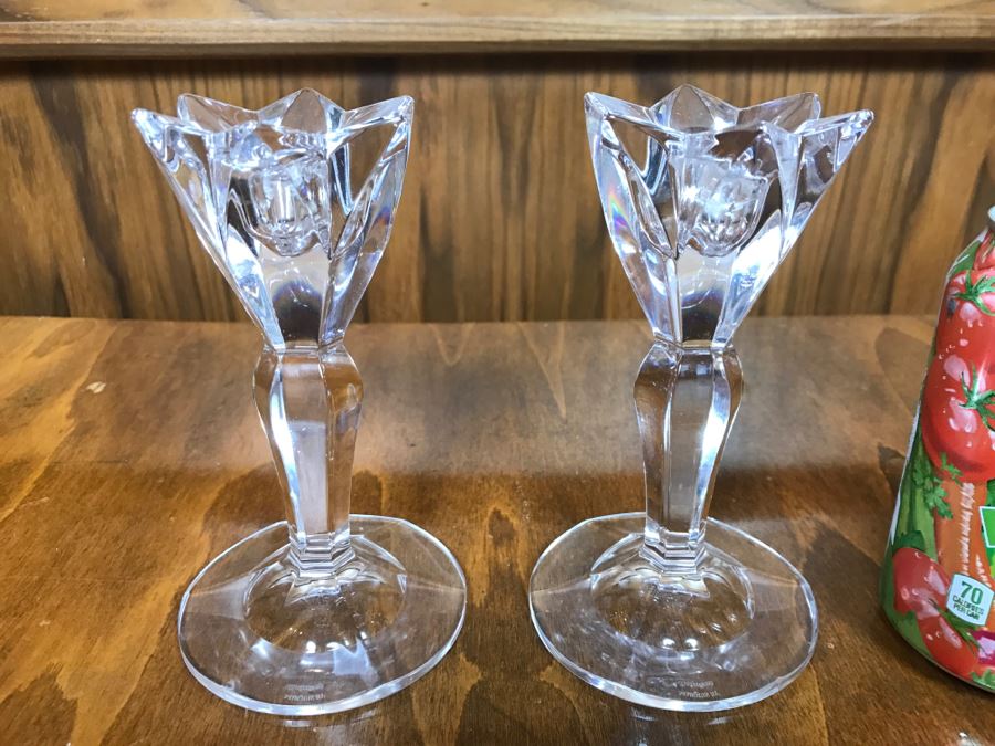Pair Of Marquis By Waterford Crystal Candlesticks [Photo 3]
