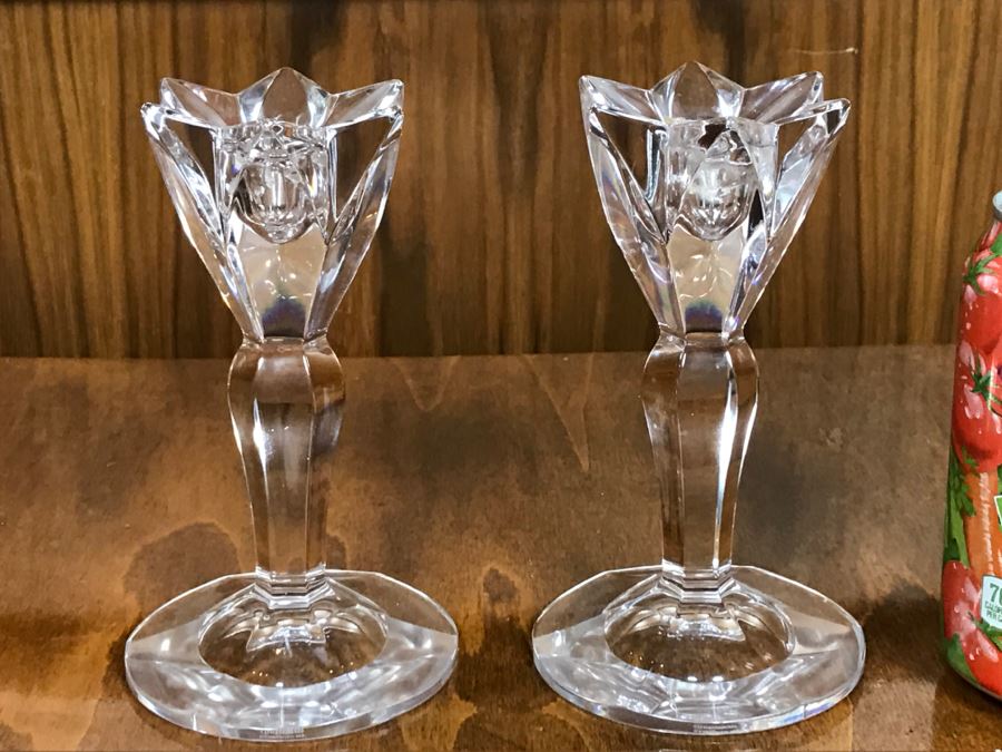 Pair Of Marquis By Waterford Crystal Candlesticks