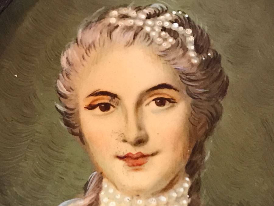 Pair Of Framed Original Portrait Paintings On Copper Signed [Photo 9]