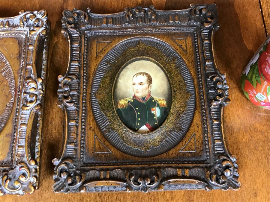 Pair Of Framed Original Portrait Paintings On Copper Signed [Photo 2]