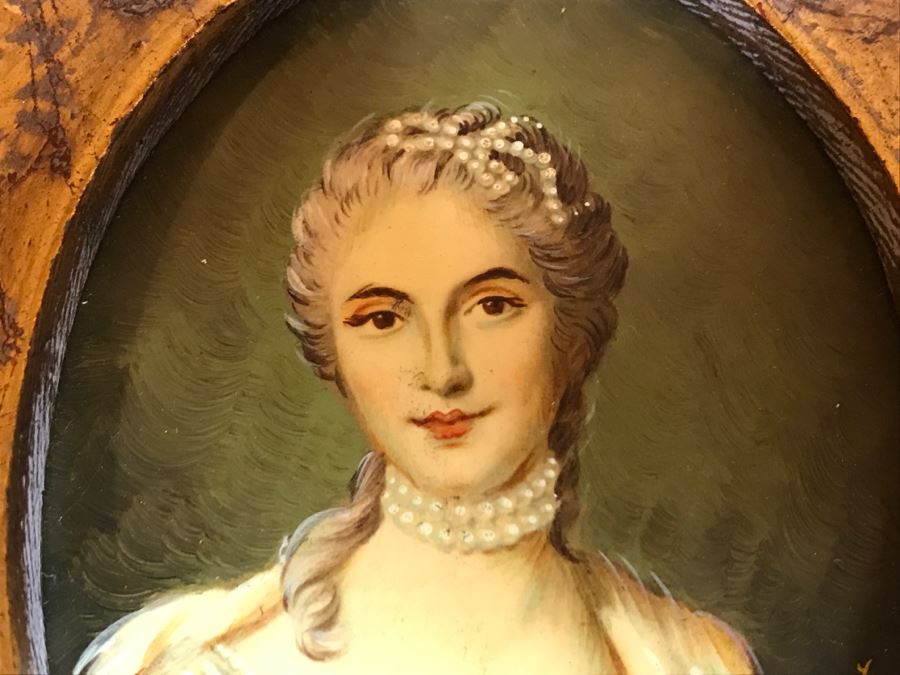 Pair Of Framed Original Portrait Paintings On Copper Signed [Photo 5]