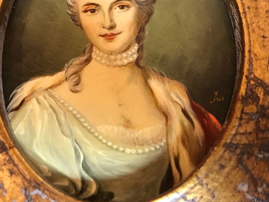 Pair Of Framed Original Portrait Paintings On Copper Signed [Photo 6]