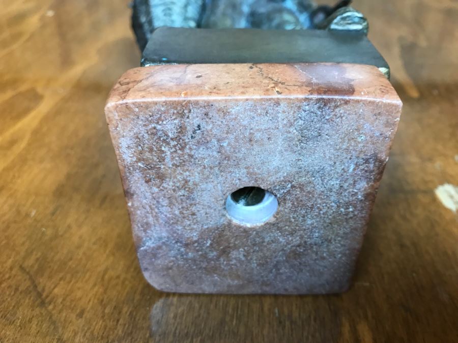 Antique 1886 Robert Weigl (Austrian, 1851–1902) Bronze Sculpture On Marble Base Of Boy Carrying Pig In One Arm And Basket With Goose In Other Estimate $700-$1,000 [Photo 20]