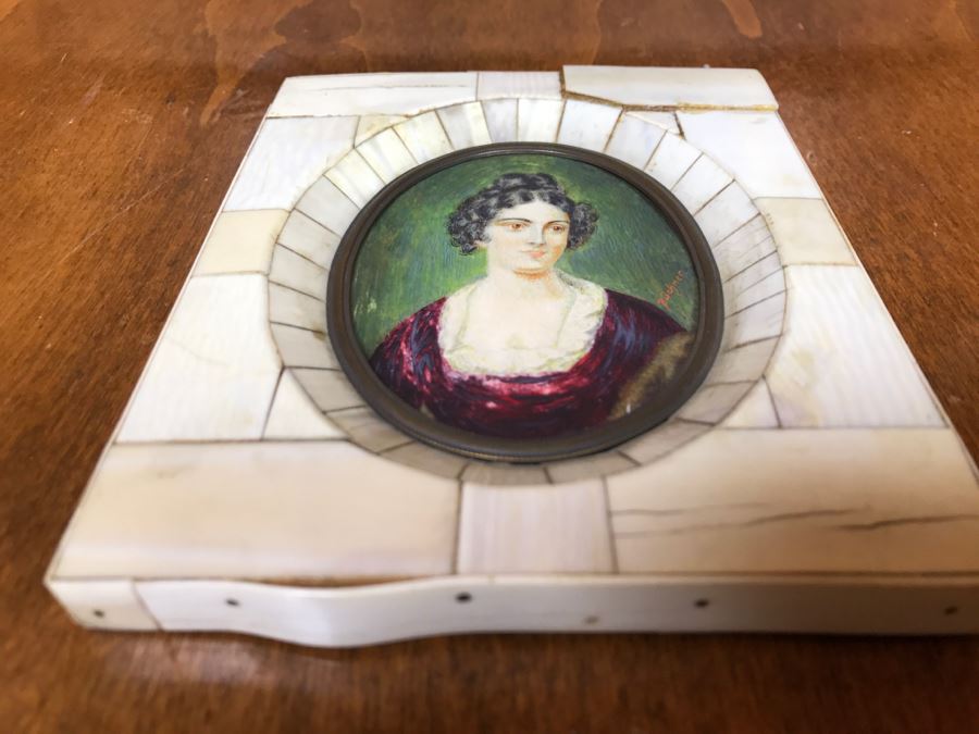 Vintage Miniature Portrait Painting Signed Buchner [Photo 16]