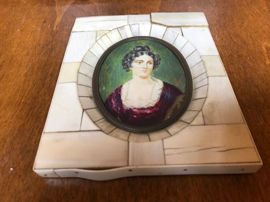 Vintage Miniature Portrait Painting Signed Buchner [Photo 3]