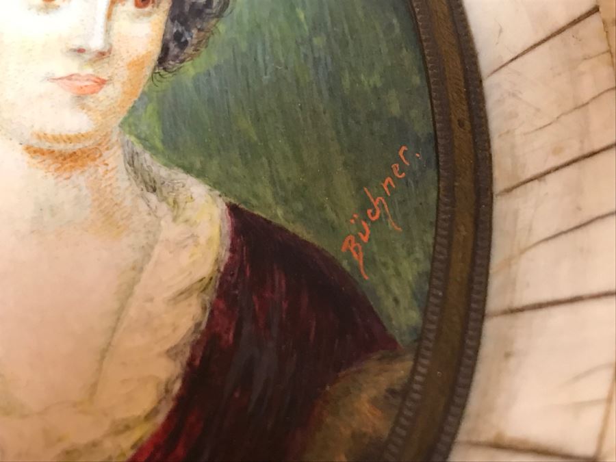 Vintage Miniature Portrait Painting Signed Buchner [Photo 9]