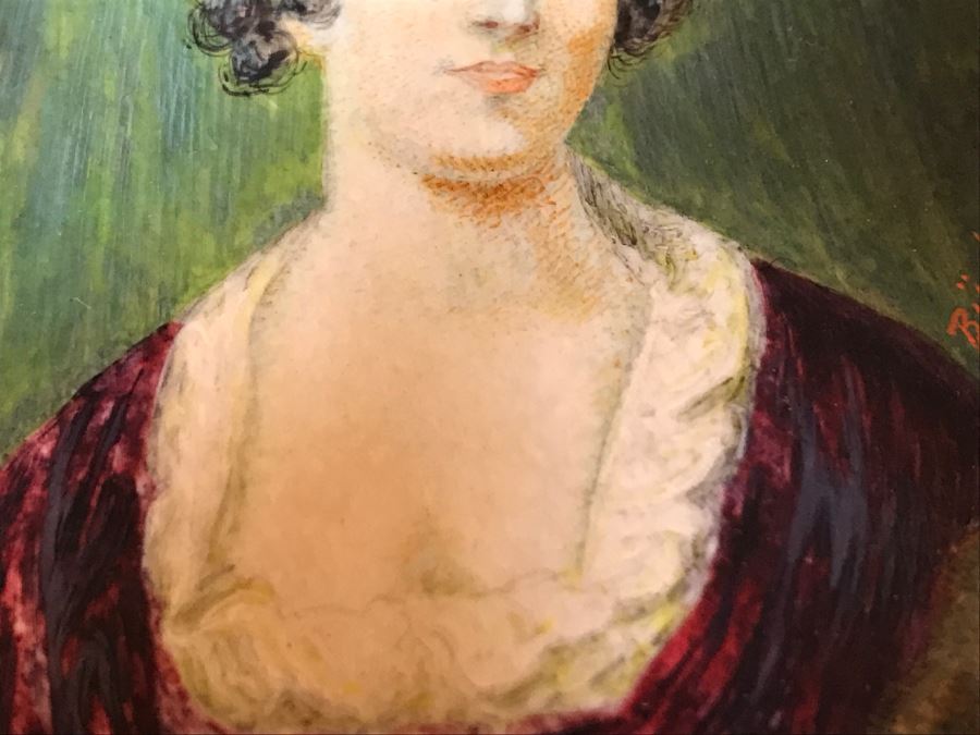 Vintage Miniature Portrait Painting Signed Buchner [Photo 8]