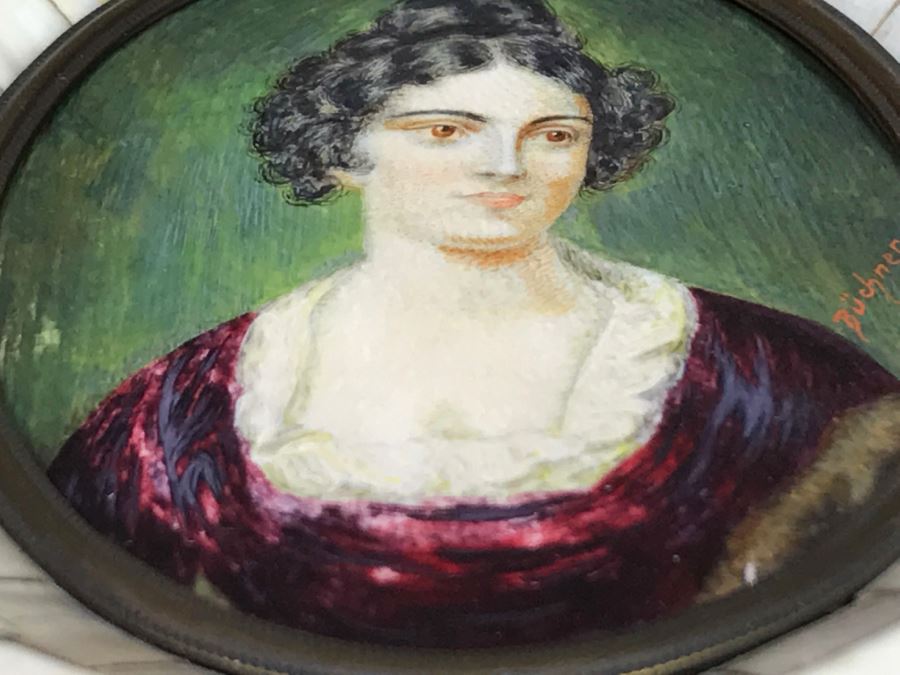 Vintage Miniature Portrait Painting Signed Buchner [Photo 15]