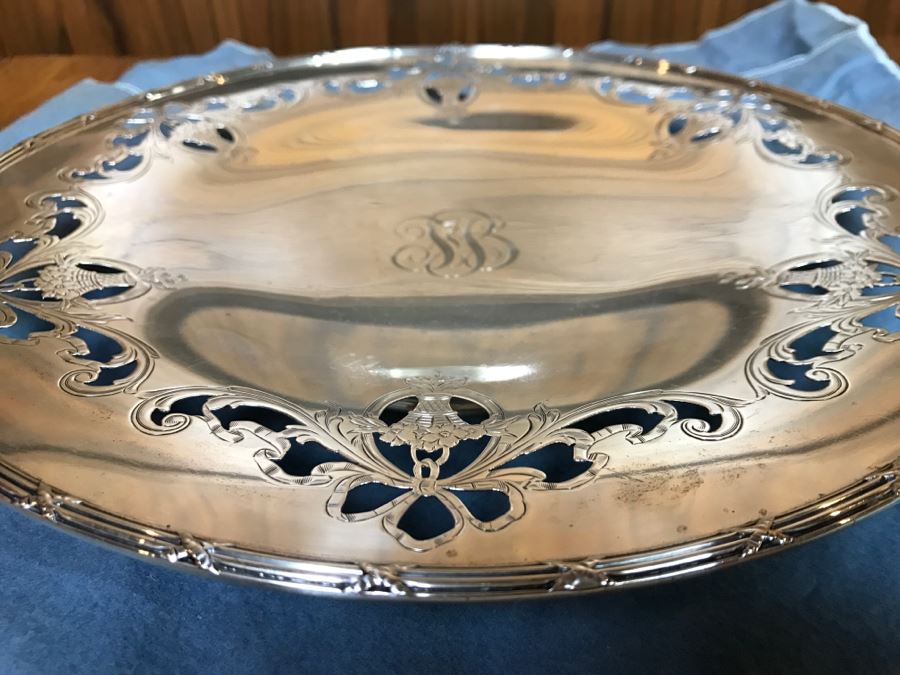 Sterling Silver Shreve & Co San Francisco Monogramed Footed Bowl 533g [Photo 4]