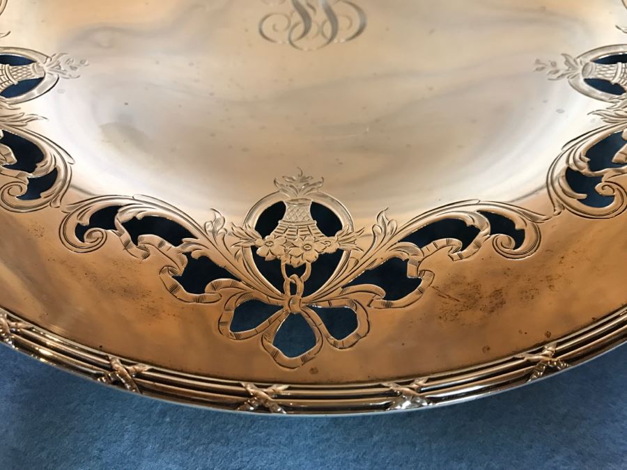 Sterling Silver Shreve & Co San Francisco Monogramed Footed Bowl 533g [Photo 5]
