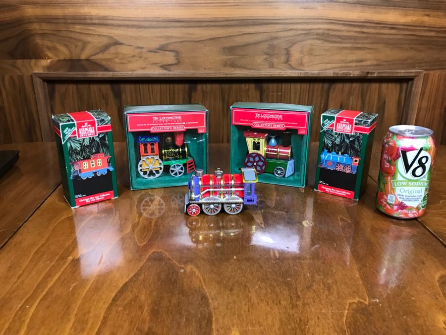 (5) Collector's Series Tin Locomotive Series Christmas Ornaments Hallmark Keepsake [Photo 2]