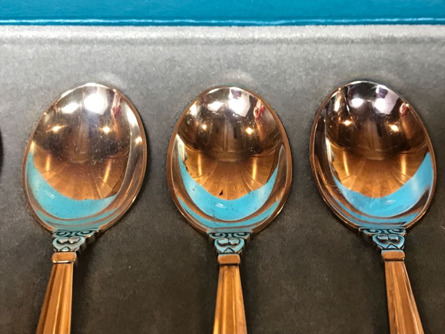 Georg Jensen Sterling Silver Spoon Set In Original Box Denmark 72g [Photo 8]