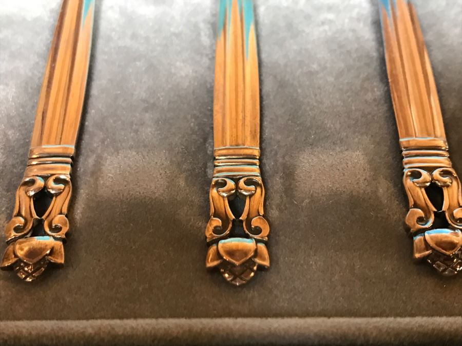 Georg Jensen Sterling Silver Spoon Set In Original Box Denmark 72g [Photo 7]