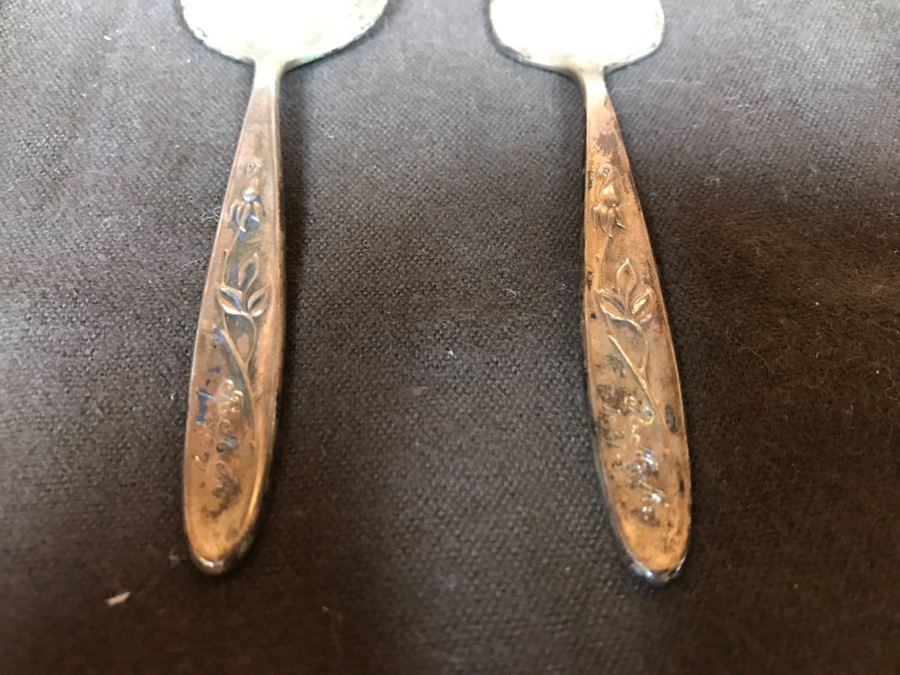 Pair Of Sterling Silver Child's Fork And Spoon Set Towle Rose Solitaire 37g [Photo 10]