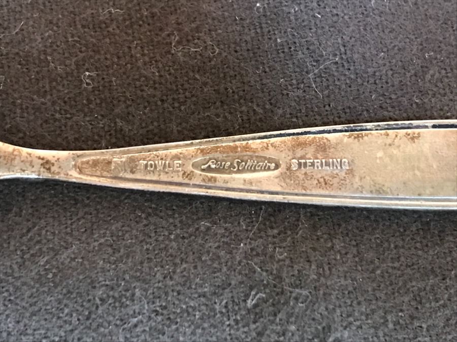 Pair Of Sterling Silver Child's Fork And Spoon Set Towle Rose Solitaire 37g [Photo 8]