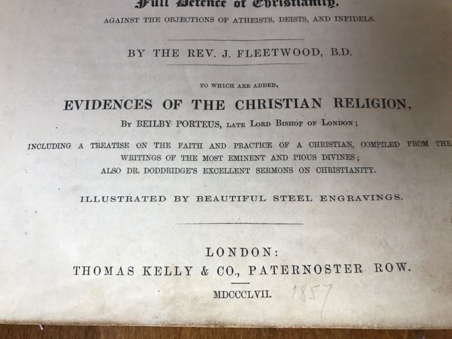 LARGE Format Antique 1857 Book Fleetwood's Life Of Christ And A Full Defence Of Christianity By Rev. J. Fleetwood Illustrated By ((60)) Beautiful Steel Engravings London Thomas Kelly & Co Paternoster Row [Photo 9]