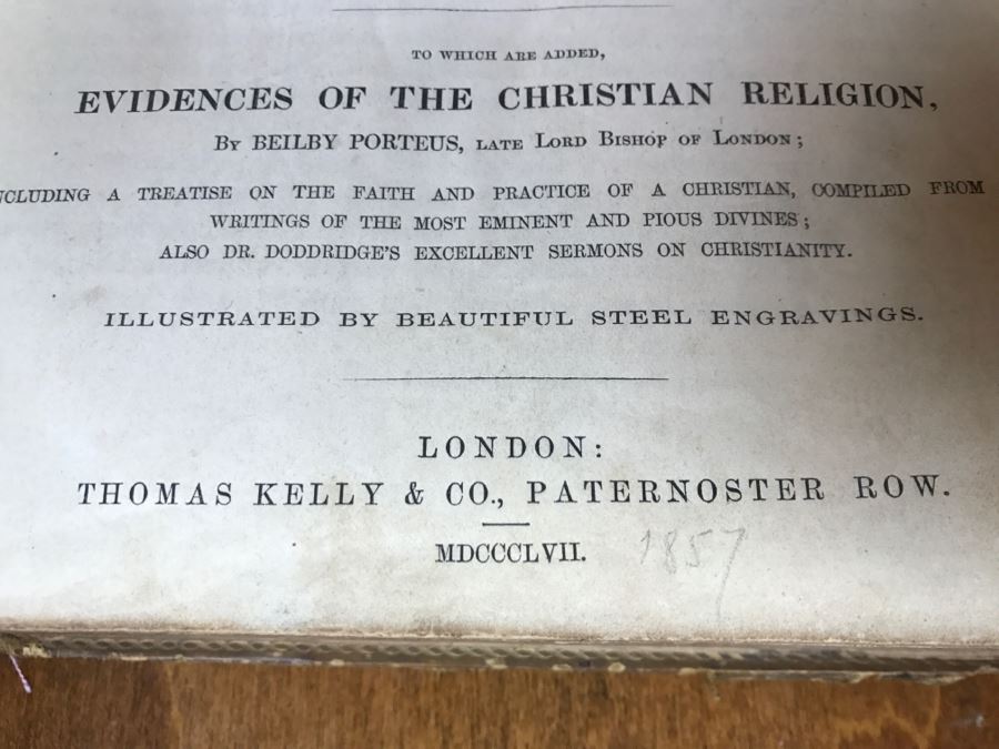 LARGE Format Antique 1857 Book Fleetwood's Life Of Christ And A Full Defence Of Christianity By Rev. J. Fleetwood Illustrated By ((60)) Beautiful Steel Engravings London Thomas Kelly & Co Paternoster Row [Photo 11]